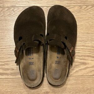 Birkenstock Dark Brown Suede Mules